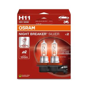 Osram Halogenlampen Night Breaker Silver Weiss H11