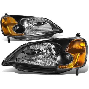 SK-Import Scheinwerfer JDM Style Schwarzes Gehäuse Oranges Glas Honda Civic Pre Facelift