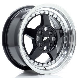 JR-Wheels JR6 Felgen 15 Zoll 7J ET35 4x100 Gloss Black Machined Lip