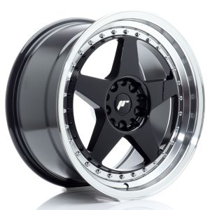 JR-Wheels JR6 Felgen 18 Zoll 9.5J ET22 5x114.3,5x120 Flow Form Gloss Black Machined Lip