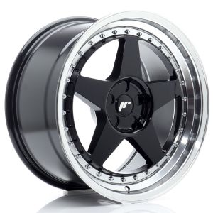 JR-Wheels JR6 Felgen 18 Zoll 9.5J ET20-40 Custom PCD Flow Form Gloss Black Machined Lip