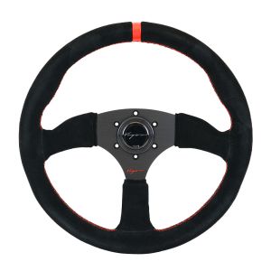Vigor Lenkrad Spa Rote Kreuzstichnaht Mit roter Mittellinie Schwarz - Schwarz 350mm Wildleder