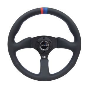 NRG Innovations Lenkrad Motorsport-Kreuzstichnaht M Style Schwarz 350mm Leder
