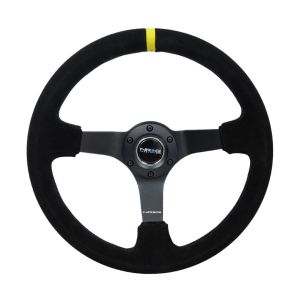 NRG Innovations Lenkrad Schwarze Kreuzstichnaht Schwarz - Gelb 350mm Wildleder