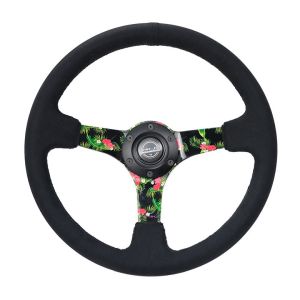 NRG Innovations Lenkrad Schwarze Kreuzstichnaht Blumen 350mm Wildleder