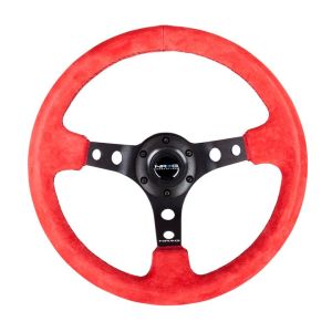 NRG Innovations Lenkrad Schwarze Kreuzstichnaht Rot 350mm Wildleder