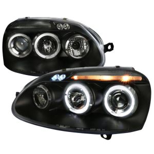 SK-Import Scheinwerfer Dual Halo Matt Schwarz Gehäuse Getöntes Glas Volkswagen Golf