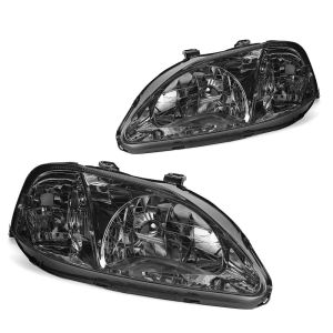 SK-Import Scheinwerfer JDM Style Schwarz-Chrom Gehäuse Getöntes Glas Honda Civic Facelift 1999-2001