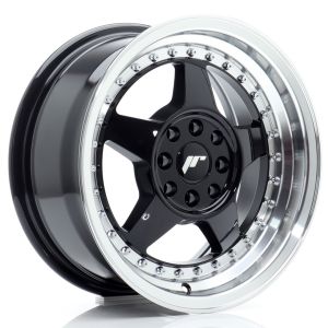 JR-Wheels JR6 Felgen 15 Zoll 7J ET25 4x100,4x108 Gloss Black Machined Lip