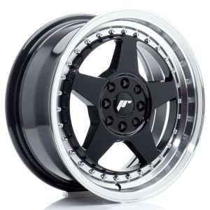 JR-Wheels JR6 Felgen 16 Zoll 7J ET25 4x100,4x108 Gloss Black Machined Lip