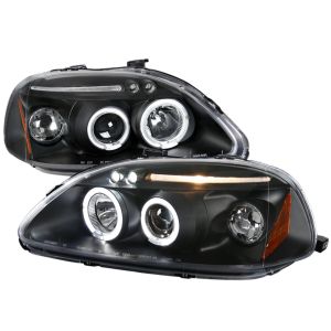 SK-Import Scheinwerfer Angel Eye Style Schwarzes Gehäuse Honda Civic Pre-Facelift 1996-1998