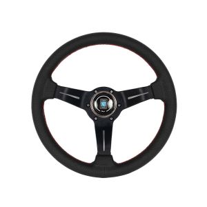 Nardi Lenkrad Rote Kreuzstichnaht Deep Dish Schwarz 330mm perforiertes Leder