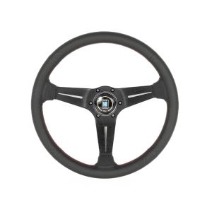 Nardi Lenkrad Rote Kreuzstichnaht Deep Dish Schwarz 350mm perforiertes Leder