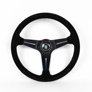 Nardi Lenkrad Rote Kreuzstichnaht Deep Dish Schwarz 350mm Wildleder