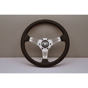 Nardi Lenkrad Rote Kreuzstichnaht Deep Dish Silber 330mm perforiertes Leder
