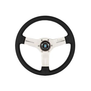 Nardi Lenkrad Graue Kreuzstichheftung Eben Schwarz 330mm perforiertes Leder