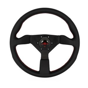 Personal Lenkrad Rote Kreuzstichnaht Eben Schwarz 350mm Leder