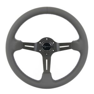 Vigor Lenkrad Daytona Motorsport-Kreuzstichnaht Schwarz - Schwarz 350mm Leder