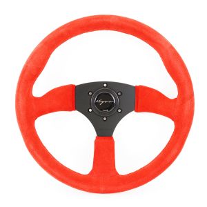 Vigor Lenkrad Spa Rote Kreuzstichnaht Rot - Schwarz 350mm Wildleder