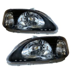 DEPO Scheinwerfer JDM Style Manual Adjustable Schwarzes Gehäuse Honda Civic Facelift 1999-2001