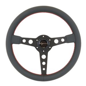 Vigor Lenkrad Monte Carlo Rote Kreuzstichnaht Schwarz - Schwarz 350mm Leder