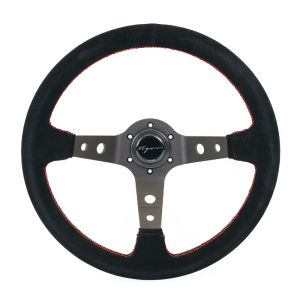 Vigor Lenkrad Speedway Rote Kreuzstichnaht Schwarz - Schwarz 350mm Wildleder