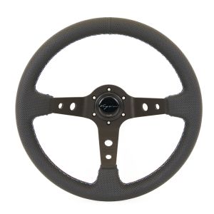 Vigor Lenkrad Speedway Motorsport-Kreuzstichnaht Schwarz - Schwarz 350mm perforiertes Leder