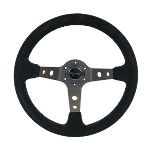 Vigor Lenkrad Speedway Schwarze Kreuzstichnaht Schwarz - Schwarz 350mm Wildleder