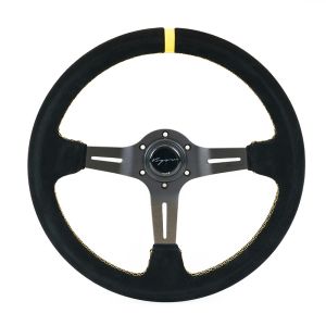 Vigor Lenkrad Daytona Gelbe Kreuzstichnaht Mit gelber Mittellinie Schwarz - Schwarz 350mm Wildleder