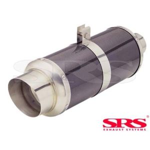 SRS Hinten Universal Muffler G55 Schwarz 61mm Carbon Fiber & Stainless Steel