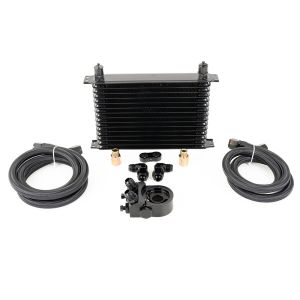 SK-Import Ölkühler Kit doppelt gebogen Schwarz 15 Reihen -10 AN Aluminium