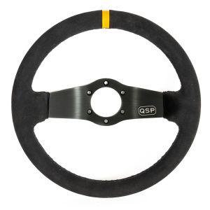 QSP Lenkrad Racing Schwarze Kreuzstichnaht Schwarz 350mm Wildleder