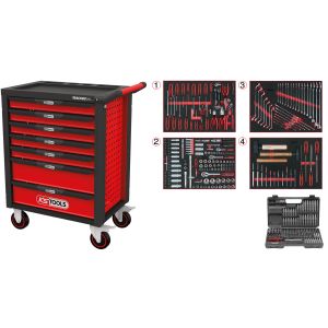KS tools Werkzeugwagen Racingline 7 Schubladen mit 515 Werkzeugen Rot Stahl