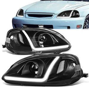 SK-Import Scheinwerfer LED Schwarzes Gehäuse Honda Civic Facelift 1999-2001