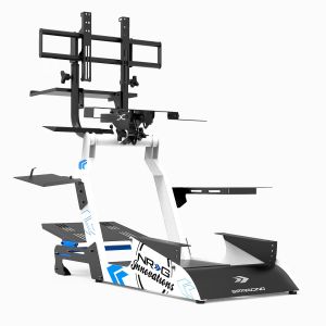 NRG Innovations Stand für Rennsimulator Moza, Thrustmaster, Fanatec Weiss Aluminium