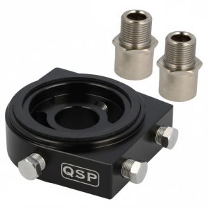 QSP Ölkühler Sandwich Platte M20x1.5 & 3/4-16 UNF Schwarz