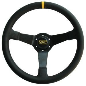 QSP Lenkrad Racing Schwarze Kreuzstichnaht Schwarz 350mm Leder