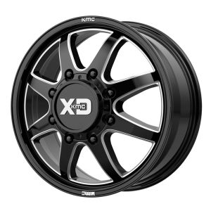 XD Wheels XD845 Pike Dually Felgen 22 Zoll 8.25J ET105 8x165.1 Guss Gloss Black Milled - Front