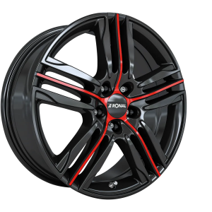 Ronal R57 Felgen 18 Zoll 7.5J ET35 4x100 Jet Black Red Spokes