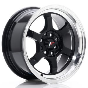 JR-Wheels JR12 Felgen 15 Zoll 7.5J ET26 4x100,4x114.3 Gloss Black Machined Lip
