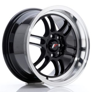 JR-Wheels JR7 Felgen 15 Zoll 8J ET35 4x100,4x114.3 Gloss Black Machined Lip