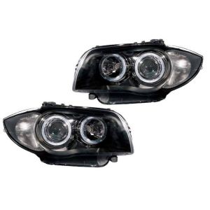 DEPO Scheinwerfer Angel Eyes Schwarzes Gehäuse BMW 1 Serie LCI