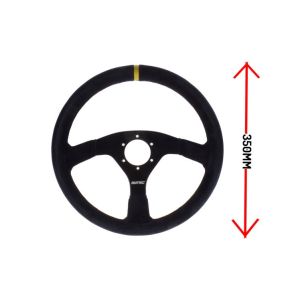 LTEC Lenkrad Racing Schwarze Kreuzstichnaht Eben Schwarz 350mm Wildleder