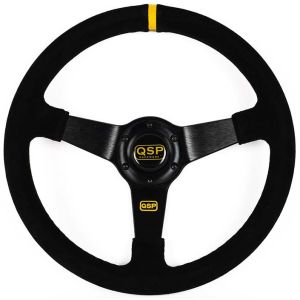QSP Lenkrad Racing Schwarze Kreuzstichnaht Schwarz 350mm Wildleder