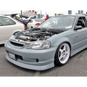 PU Design Vorne Spoilerlippe Chargespeed Style Schwarz Polyurethan Honda Civic Facelift 1999-2001
